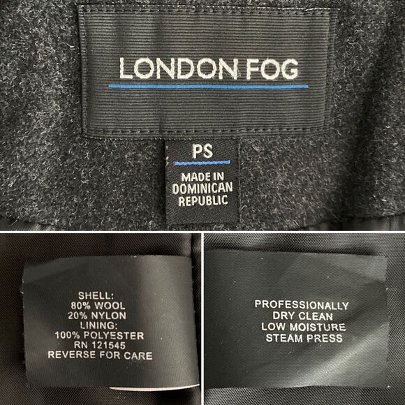 London Fog Wool Blend Double Breasted Jacket Gray Long Sleeve PS - Picture 3 of 8